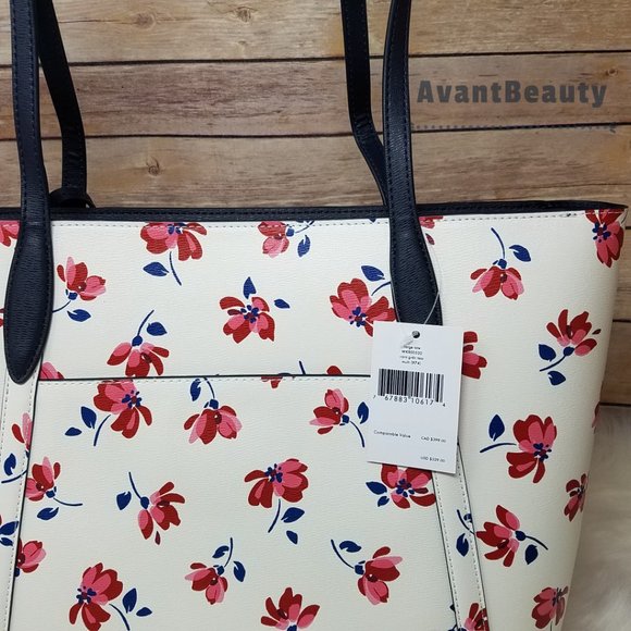 Kate Spade Cara Garden Toss White Floral Tote - Picture 9 of 15